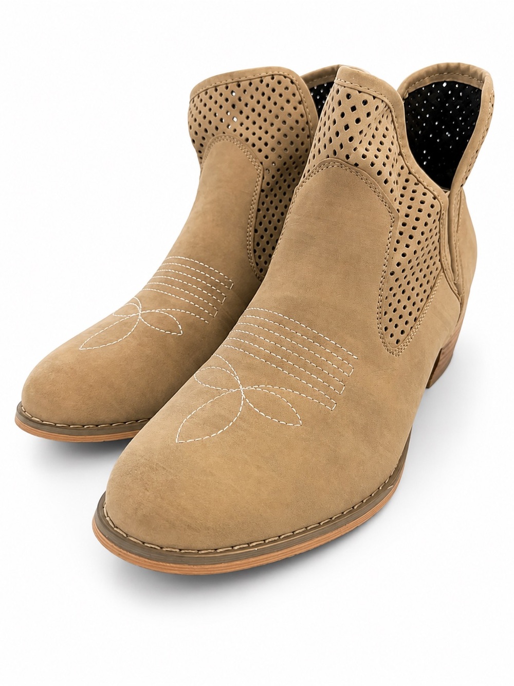 Altar'd State Tan Perforated Western Ankle Booties